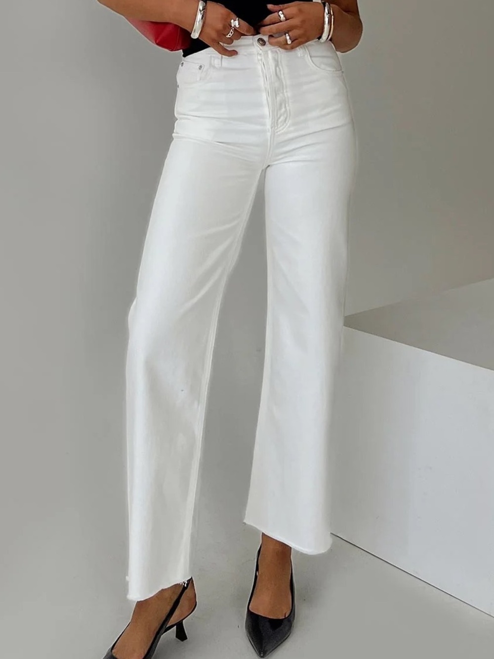 Princess Polly Fawcett High Rise Straight Leg Jeans White Sz 0